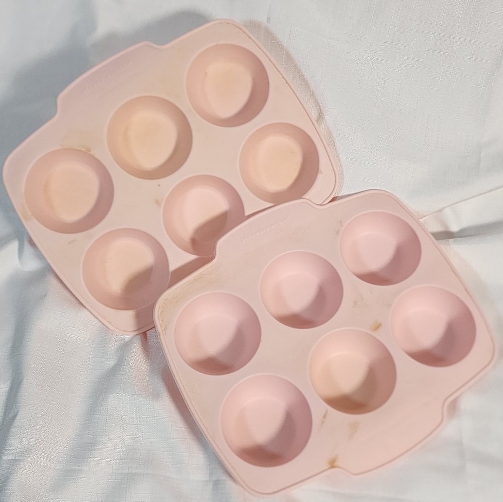 KitchenAid Pink Silicone Muffin Trays Set Of Two